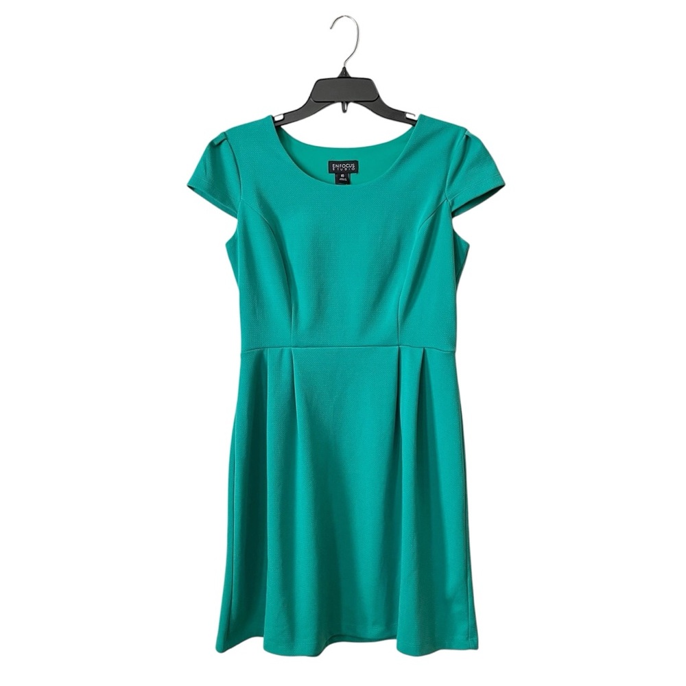 Enfocus Studio Dress Women's Size 10 Emerald Green Short Sleeve Fit Flare Work
